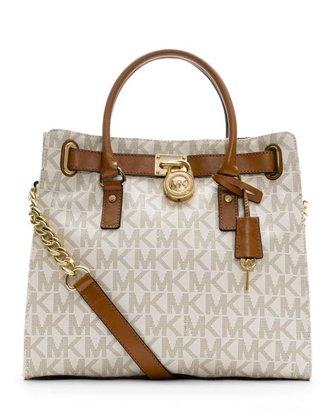 michael kors large hamilton tote silver hardware|Michael Kors large satchel handbag.